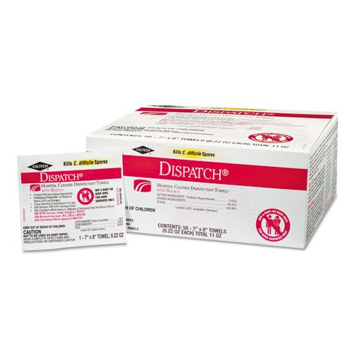 

Dispatch - Hospital Cleaner Disinfectant Towels with Bleach, 7 x 8, 50/Box, 6 Boxes/Carton 69101 (DMi CT