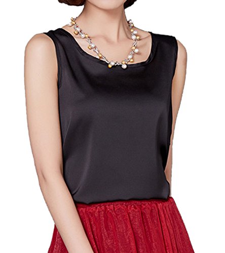 Qunson Women's Comfy Slolid Sleeveless Silky Camisole Tank Tops