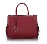 QSL Embossed Top Zip Leather Handbag