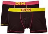 DIM Mix & Colors Boxer x2 - Bóxer para hombre, Noir Ct Rose framboise/Noir Ct jaune citron , 4 G/52/L