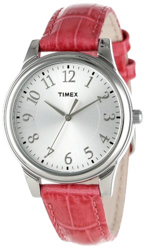 Timex Women's T2P1252M Pink Croco Patterned Leather Strap Watch