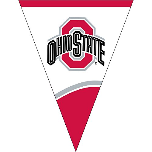 Creative Converting Plastic Flag Banner, Ohio State University, Scarlet/White