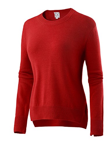 REGNA X Basic Women's Crew Neck High-Low Pull Over Knit Sweater