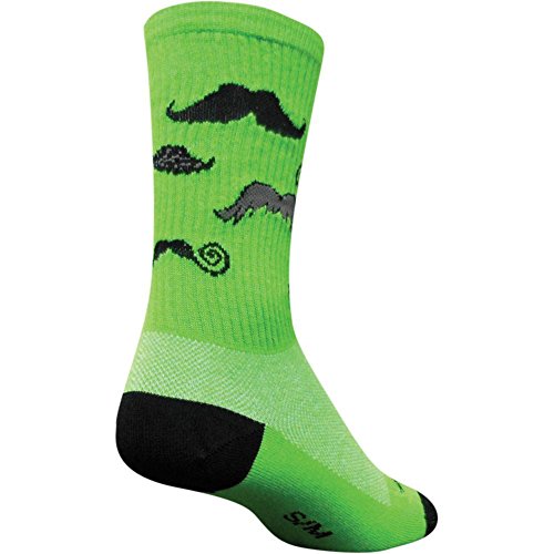 SockGuy Head Strong Mustache Crew 6IN Cycling Sock