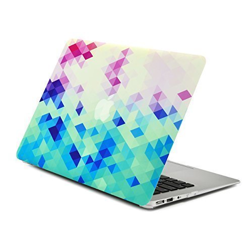 Unik Case Gradient Ombre Triangular Galore Digital Waterfall Pink and Blue Graphic Ultra Slim Light Weight Matte Rubberized Hard Case Cover for Macbook Air 13