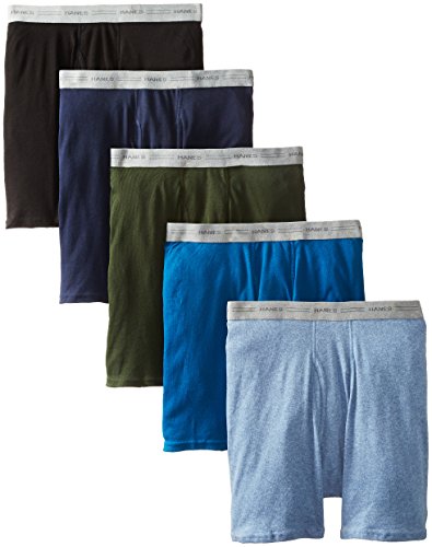 Hanes Red Label Men's 5-Pack Exposed Waistband Boxer Briefs, Assorted, Large