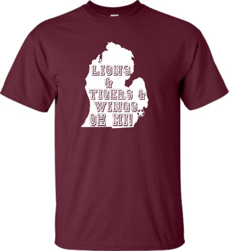 Adult Lions & Tigers & Wings Oh Mi! Detroit Michigan Sports T-Shirt