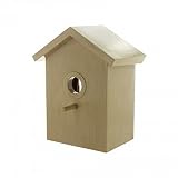 Window BirdHouse Clear See Through Viewing Slide Out Rear Panel - Bird Watching Privacy Mylar Film Cover - Birds Nest Box With Perch, Suction Cups Wooden Lock - Plastic Bird House Wood Like Finish