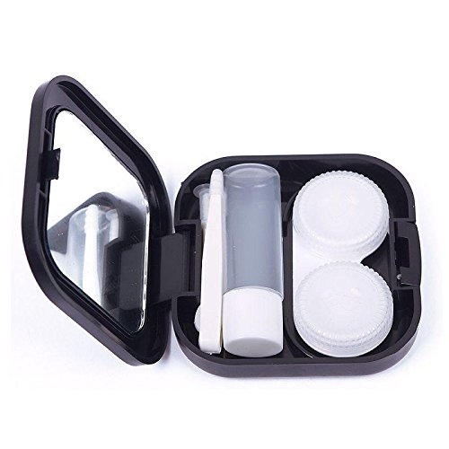 Mini Travel Cute Cartoon Beard Shape Contact Lens Case Box Container Holder Black