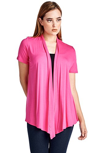 82 Days Women'S Rayon Span Super Comfortable Short Sleeves Cardigan - Solid