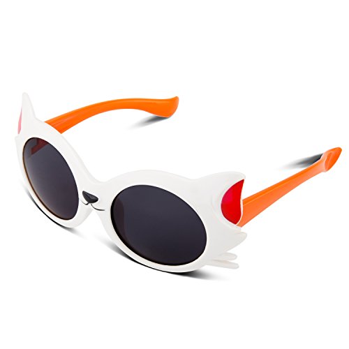 RIVBOS® Rubber Bendable Cat Kids Polarized Sunglasses for Baby and Children Age 2-10 Yr