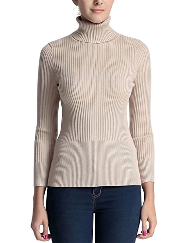 Roco Roca Women's Solid Color Turtleneck Long Sleeve Sweater