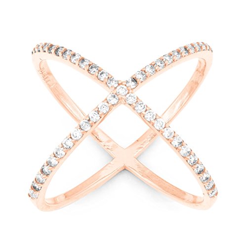Sterling Silver Pave CZ Rose-Plated 