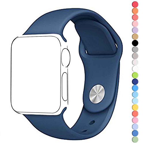 HuanlongTM New Soft Silicone Sport Style Replacement Iwatch Strap Band for Apple Wrist Watch Series 1 Series 2 (Ocean Blue 42mm M/L)