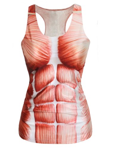 Ninimour- Women Digital Printed Sleeveless T Shirt Vest Tank Tops (Muscle)