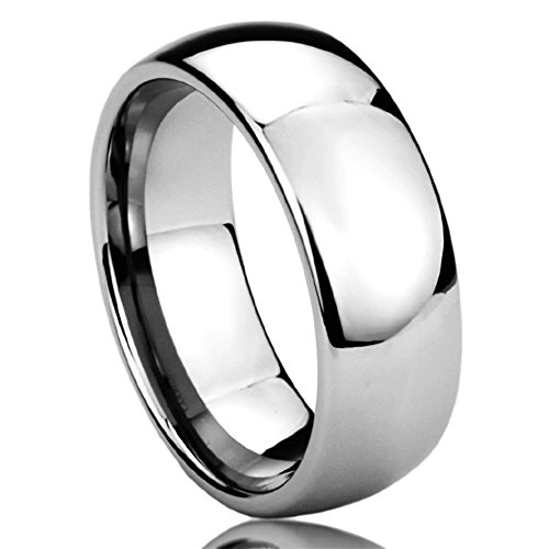 8MM Titanium Comfort Fit Wedding Band Ring High Polished Classy Domed Ring (6 to 14)