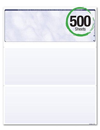 Business Standard Voucher Check Stock (Check On Top with two stubs / vouchers below) - Blank Check Paper - Versacheck Refills: Form #1000 - Blue - 500 Sheets per Ream