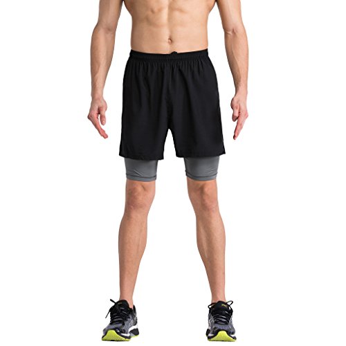 2-Fitness Men's 4 inch Training Short, 2 in 1 Shorts