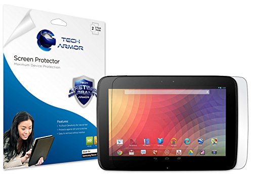 Tech Armor Google Nexus 10 Tablet Premium High Definition (HD) Clear Screen Protector with Lifetime Replacement Warranty [2-Pack] - Retail Packaging