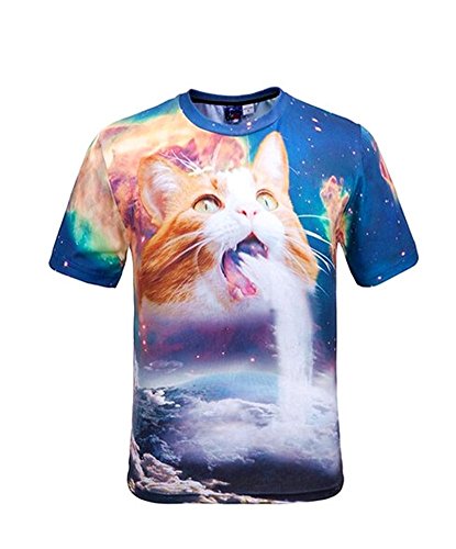 Wiboyjp メンズ 3D ネコ tシャツ 3d shirt 春 夏 ストリート スウェットtシャツ 猫柄 プリント ヒップホップ おもしろ サマー おしゃれ トレント 半袖 t-shirt サマー デザイン