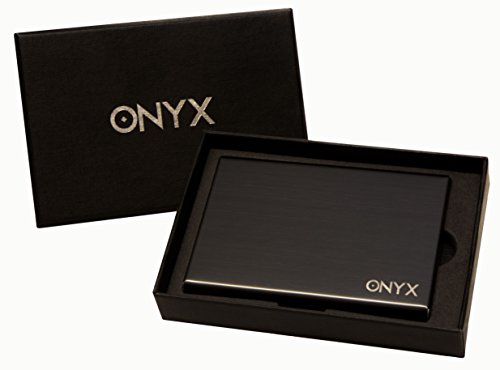 RFID Blocking Credit Card Holder by ONYX - STOP Identity Theft and Fraud with this Slim Fit Stainless Black Steel Credit Card Holder - Waterproof Travel Wallet and Business Card Holder