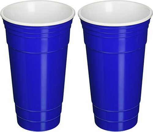 32 Oz. Reusable Double Insulated Blue Solo Party Cup - Set of 2