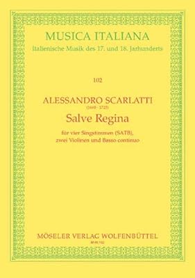 Salve Regina D minor: 102. soloists (SATB), mixed choir (SATB), 2 violins and basso continuo. Partition.