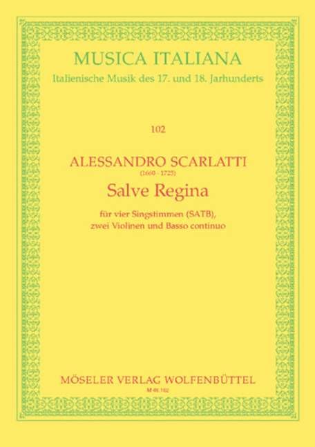 Salve Regina D minor: 102. soloists (SATB), mixed choir (SATB), 2 violins and basso continuo. Partition. by Lajos Rovatkay