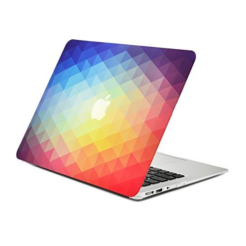 Unik Case Rainbow Gradient Ombre Triangular Galore Graphic Ultra Slim Light Weight Matte Rubberized Hard Case Cover for Macbook Air 13