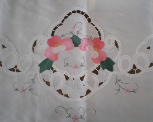 

Snow White Battenburg Lace with Embroidery Table Clothes / Covers 72 in Round