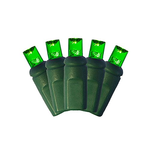 Green LED 5MM Mini Christmas Lights, Professional Grade, Set of 50 Bulbs.