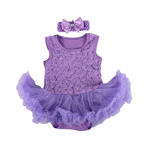 Weixinbuy Baby Girls Ruffles Tutu Romper Rose Dress Light Purple M
