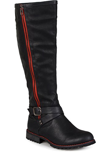 Journee Collection Womens Regular Sized and Wide-Calf Side-Zipper Knee-High Riding Boot