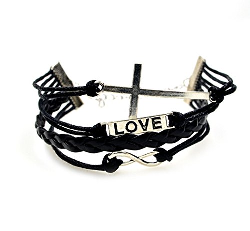 CAETLE® Vintage Cross Bracelet Infinity Love Leather Rope Infinite Bangle