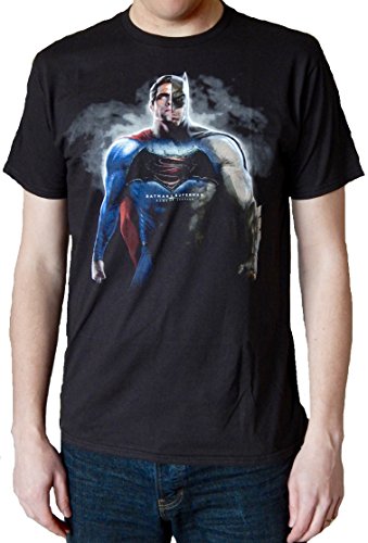 Batman vs Superman Dawn of Justice Superheroes Combined Mens Black T-shirt