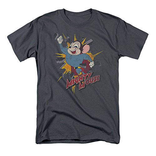 Mighty Mouse Break Through Mens Short Sleeve Shirt