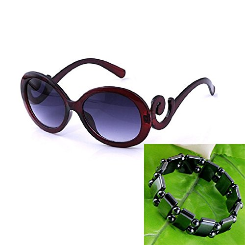 Top Plaza Women Sunglasses Retro Style, Butterfly Clouds Arms Semi-Transparent Round Vintage Sunglasses,Gentle Sunglasses, 4 Colors (Black Frame + Grey Gradient Lens)