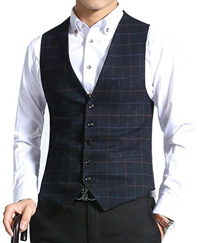 Merryfun Men's Casual Skinny Button Dress Party Vest Waistcoat