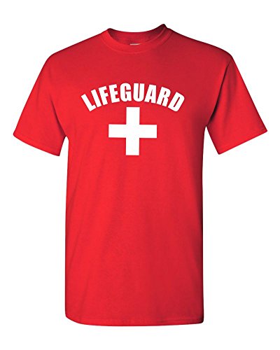 Lifeguard T-shirt Red Tee YMCA Pool Staff Tshirt (Medium, Red)