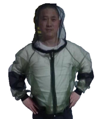 虫除け ネット パーカー ファスナー付き 釣り ガーデニング キャンプ 登山 アウトドア 防虫 蚊 虫よけ (ブラウン, L)