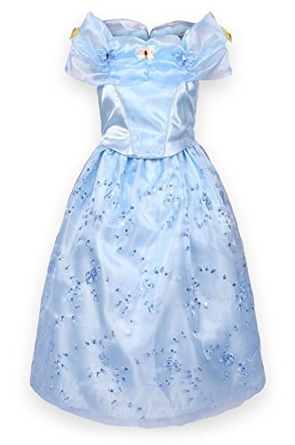 JerrisApparel 2015 New Cinderella Dress Princess Costume Butterfly Girl (7-8, Light Blue) Color: Light Blue Size: 7-8 Model: