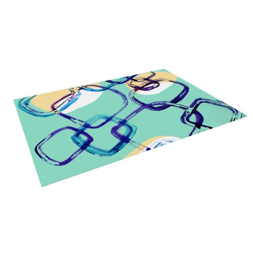 

Kess InHouse Theresa Giolzetti "Sixties Exposure" Blue Teal Indoor/Outdoor Floor Mat, 5 by 7-Feet