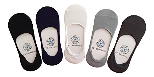 Q.T. Bamboo Men's No Show Sock Liners, Available in 5 Colors (4 Pairs to a Pack)