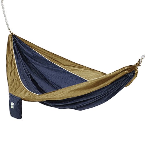 

Hammaka Lightweight, Portable Parachute Silk 2-Person Hammock Swing For Outdoor/Patio, Blue And Brown