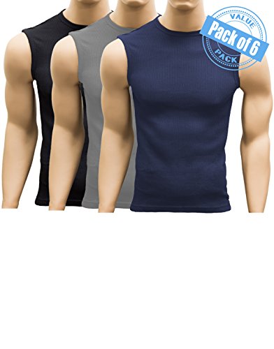 Andrew Scott Men's 6 Pack Sleeveless Muscle Crew Tank Top Tee Shirts