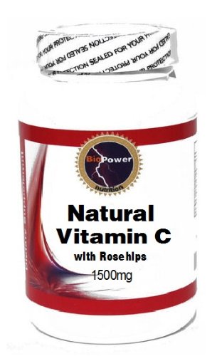 

Natural Vitamin C with Rosehips 1500mg 100 Capsules # BioPower Nutrition