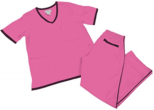 Women's Scrub Set - Contrast Trim Top & Pant