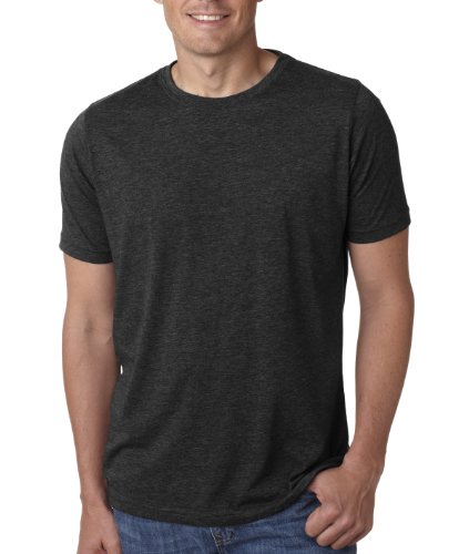 Next Level Apparel 6200 Mens Poly & Cotton Crew Tee - Black, Large