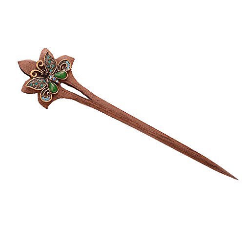 Eastlion Wooden Hairpin Chinese Stick Butterfly Hair Decor