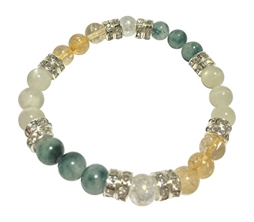 Lucky Duck: Natural Jade, Citrine, and Moonstone Beaded Stretch Bracelet